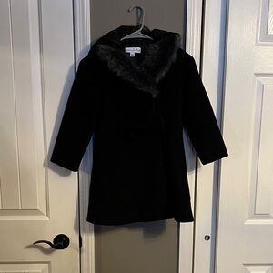 Chasing Fireflies Black Pea Coat with removable Fur Trim